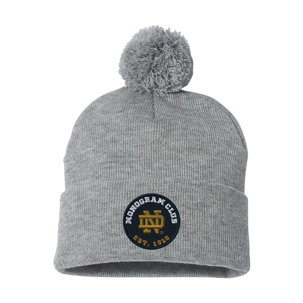 Notre Dame Monogram 12" Pom-Pom Cuffed Beanie