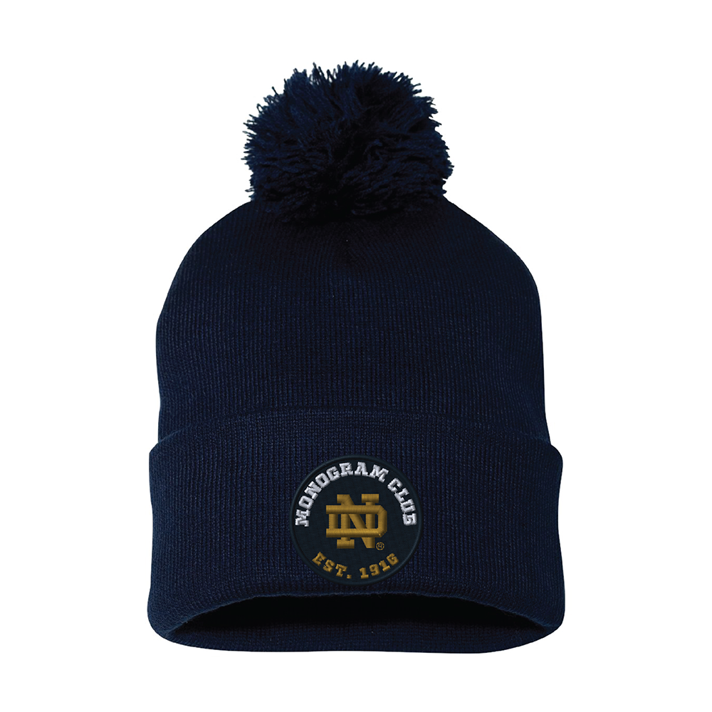 Notre Dame Monogram 12" Pom-Pom Cuffed Beanie